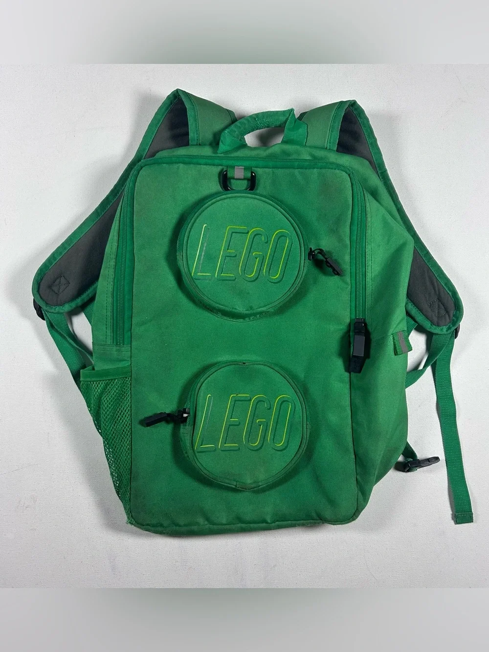 LEGO Brick Backpack Green School Travel Bag Multiple Pockets W/ LEGO Zippers